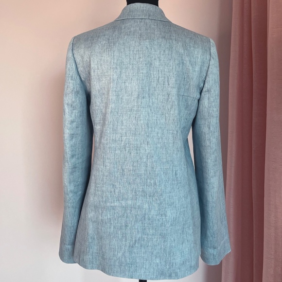 Powder Blue Linen Blend Blazer - Picture 3 of 7